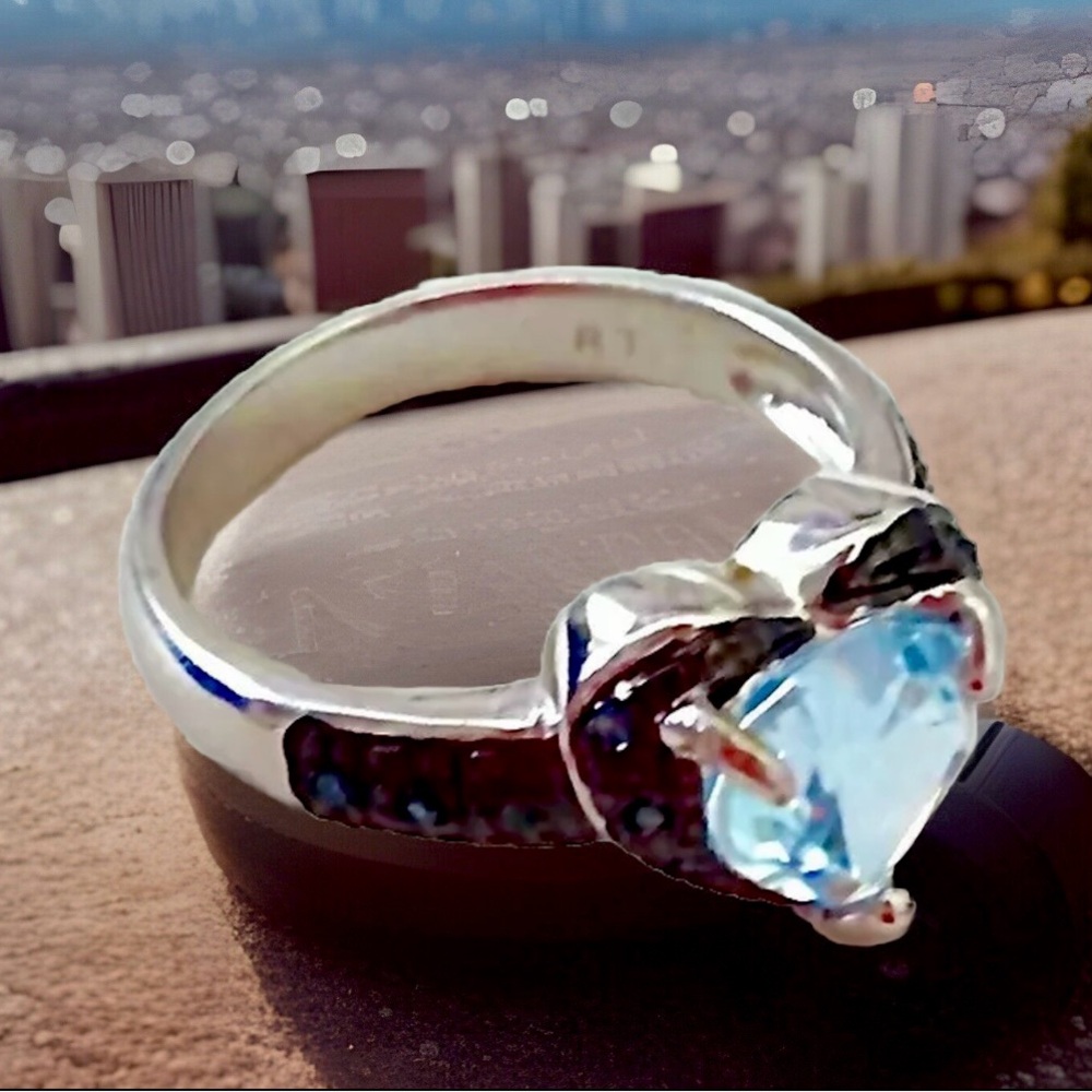 Rare Blue Diamond and blue topaz ring